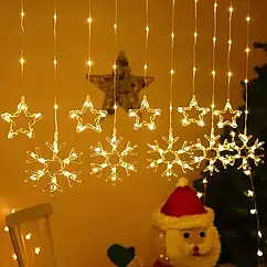 Гірлянда Штора 10 Тепла USB Зірки Сніжинки AND SF-41 220V 3 метри