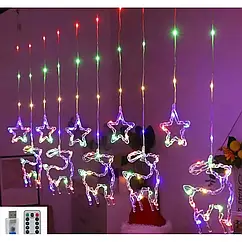 Гірлянда Штора 10 МИКС Usb зірки олені AND SF-46