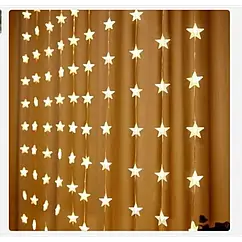 Гірлянда Штора 3 на 2 Теплий Usb Зірки AND SF-57 200 світлодіодів 8 режимів