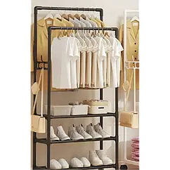 Двійна стійка вішалка полиця для взуття XL-1484yh9918-3 метал чорний