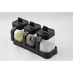 Контейнер для зберігання спецій 3 відсіки XL-730 скло пластик