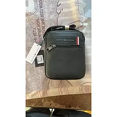 Сумка шкіряна Backpack Tomme Hilfiger T011-2 чорний рюкзак на блискавці