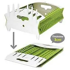 Сушарка органайзер для посуду настільна зелена біла з пластику Compact Dish Rack два яруси складна