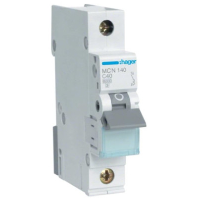 Автоматичний вимикач Hager 1-п. C 40A (6kA) 1M (A) (MCN140), фото 1