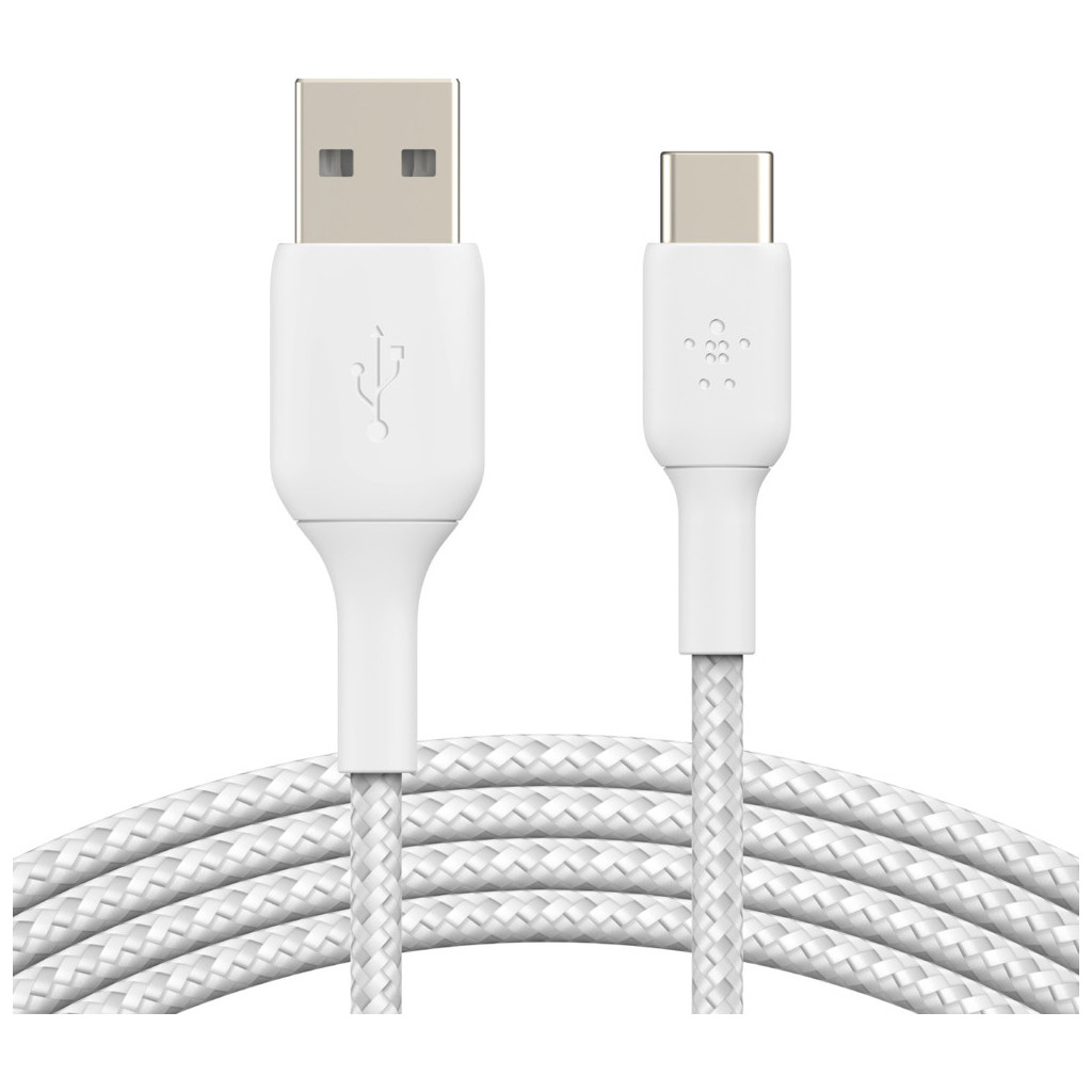 Дата кабель USB 2.0 AM to Type-C 1.0m BRAIDED white Belkin (CAB002BT1MWH) n, фото 1