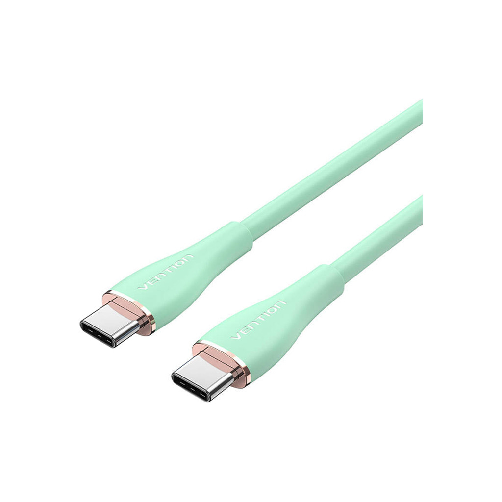 Дата кабель USB-C to USB-C 1.0m USB2.0 100W (20V/5A) Light Green Silicone Vention (TAWGF) (x476878), фото 1