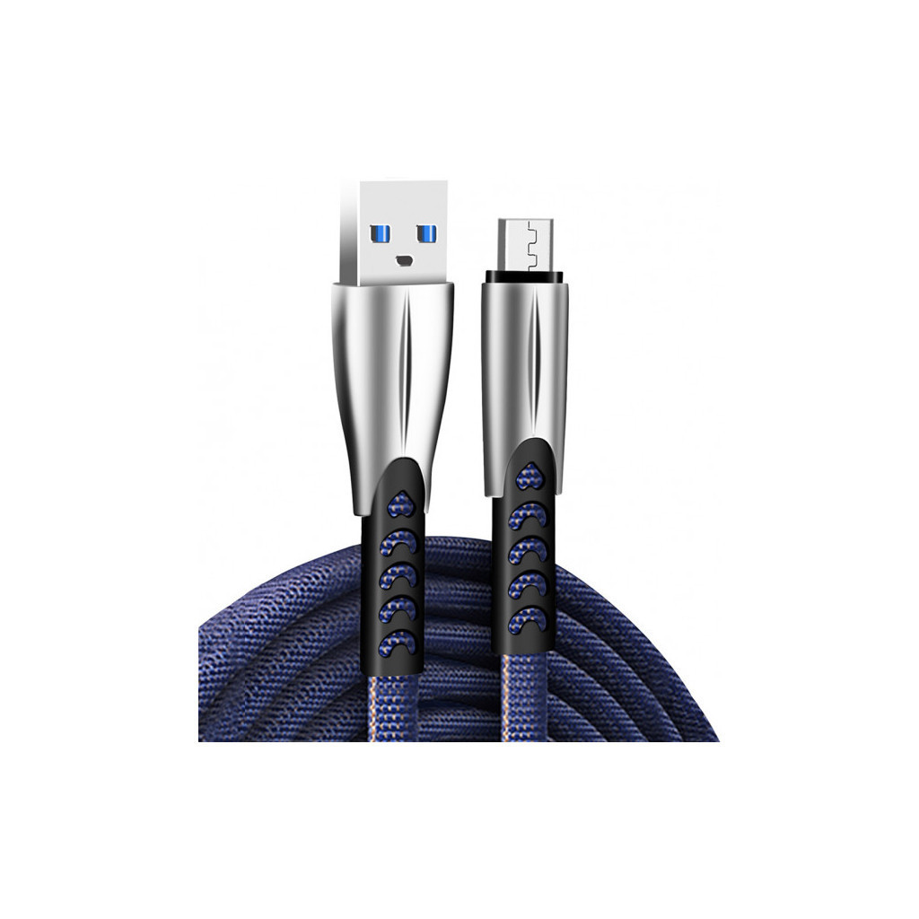 Дата кабель USB 2.0 AM to Micro 5P 1.0m zinc alloy blue ColorWay (CW-CBUM011-BL) l, фото 1
