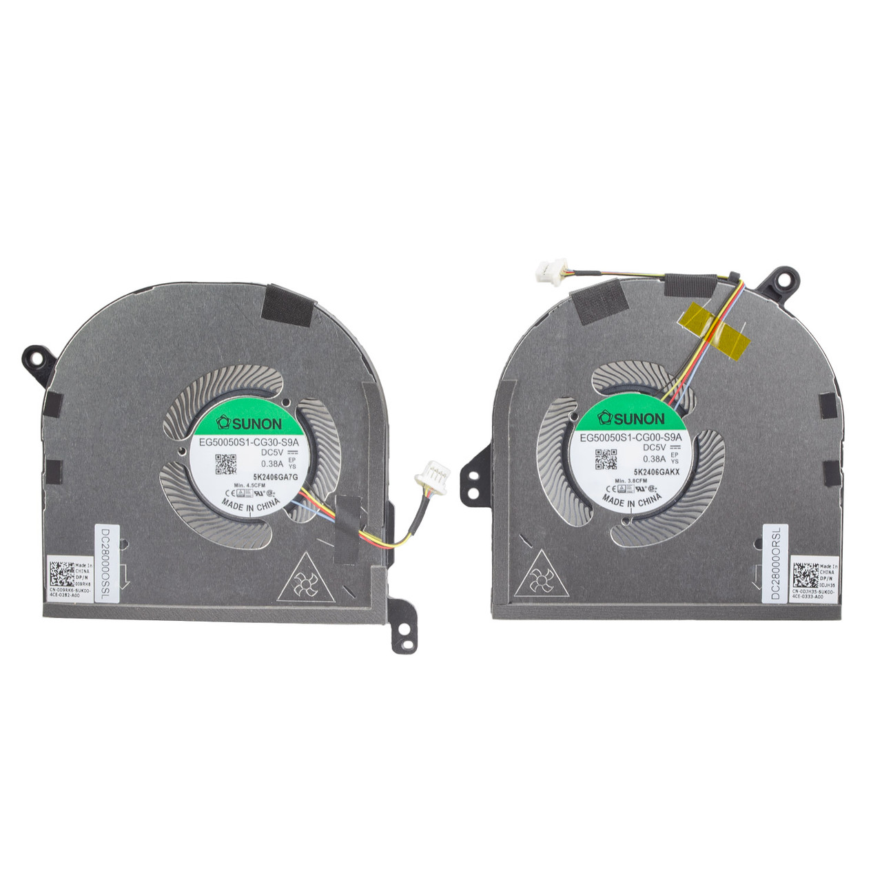 Вентилятори 5V CPU+GPU для Dell XPS 15 9500 9510 Precision 5550 5560 (DC28000OSSL, DC28000ORSL, Original), фото 1