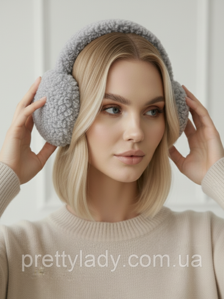 Хутряні навушники Lama Premium сірі, фото 1