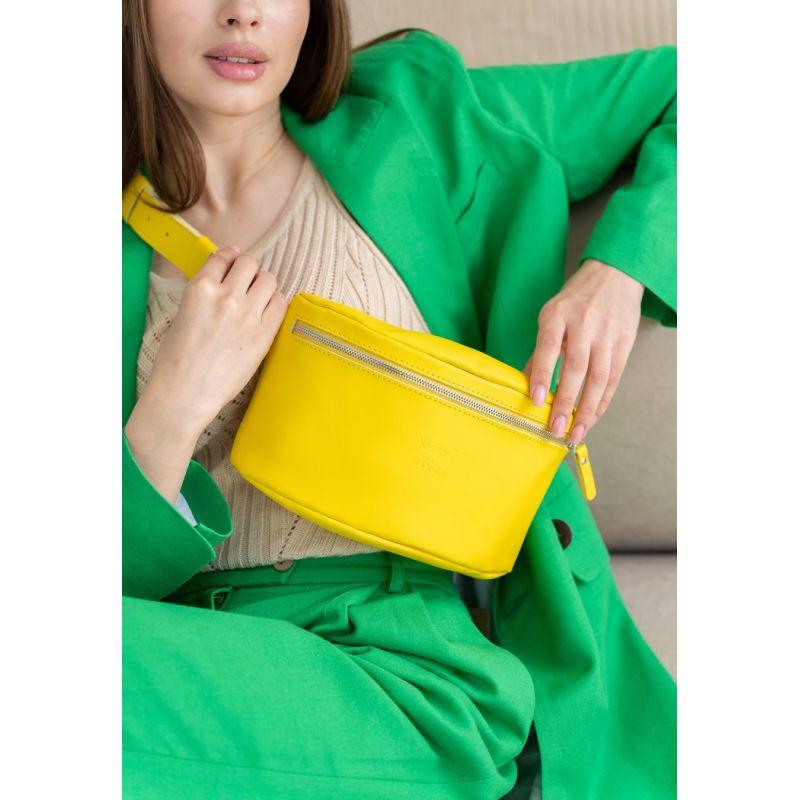 Шкіряна поясна сумка жовта 4614262