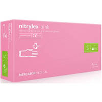 Медичні рукавички Mercator Medical Nitrylex Pink Нітрилові Неопудрені діагностичні Розмір S Рожеві 100 шт. (5906615035329)