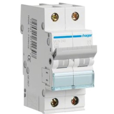 Автоматичний вимикач Hager 2-п. C 40A (6kA) 2M (A) (MCN240), фото 1