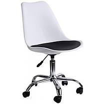 Крісло Bonro B- 487 на колесах біле з чорним сидінням, фото 2