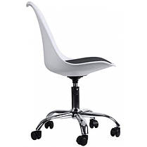 Крісло Bonro B- 487 на колесах біле з чорним сидінням, фото 3