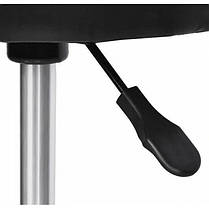 Барний табурет (барний стілець) круглий на колесах Bonro B-493 чорний екошкіра з регулюванням висоти для кухні, бару, салону, фото 3