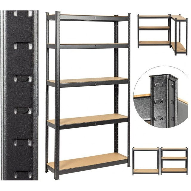 Стелаж металевий 180х90х30 Siker P9030 чорний 5 полиць