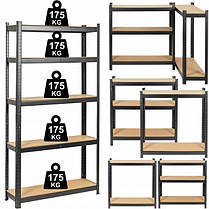 Стелаж металевий 180х90х30 Siker P9030 чорний 5 полиць, фото 4