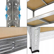 Стелаж металевий оцинкований 5 полиць 180x90x30 Siker G9030 для гаража складу підвалу магазину, фото 4