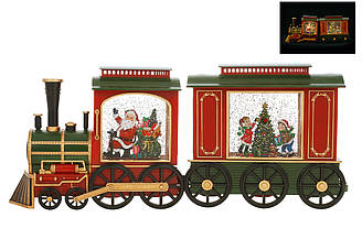 Новорічний ліхтар-потяг з LED підсвіткою, музикою та сніжним ефектом 48 см
