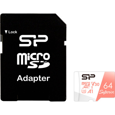 Карта пам'яті Silicon Power 64GB microSDXC class 10 UHS-I U3 V30 A1 Superior (SP064GBSTXDV3V20SP), фото 1