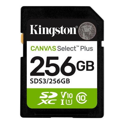 Карта пам'яті Kingston 256GB SDXC class 10 UHS-I V10 A1 Canvas Select Plus (SDS3/256GB), фото 1