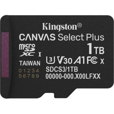 Карта пам'яті Kingston 1TB microSDXC class 10 UHS-I U3 V30 A1 Canvas Select Plus (SDCS3/1TBSP), фото 1