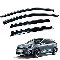 Дефлектори вікон (вітровики) з хром молдингом Kia Niro 2016-2022 (нерж смуга)