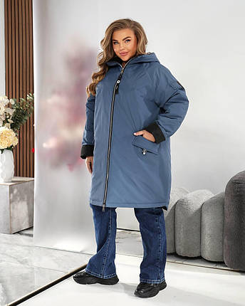 Демісезонна жіноча куртка джинс батал великого розміру Розміри: 56-58, 60-62, 64-66, 68-70, фото 1