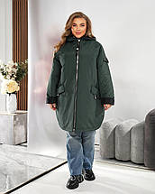 Демісезонна жіноча куртка зелена батал великого розміру Розміри: 56-58, 60-62, 64-66, 68-70, фото 4