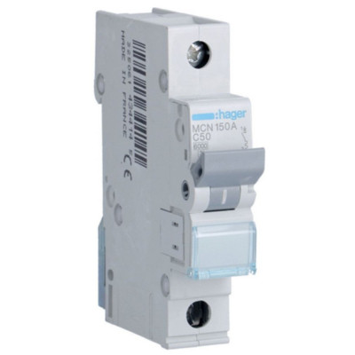Автоматичний вимикач Hager 1-п. C 50A (6kA) 1M (A) (MCN150), фото 1