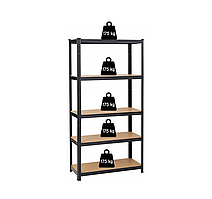 Стелаж LEOBRO Premium Black 180 х 90 х 30 см, 175кг/полиця, 5 полиць (LB-R114) (mrk)