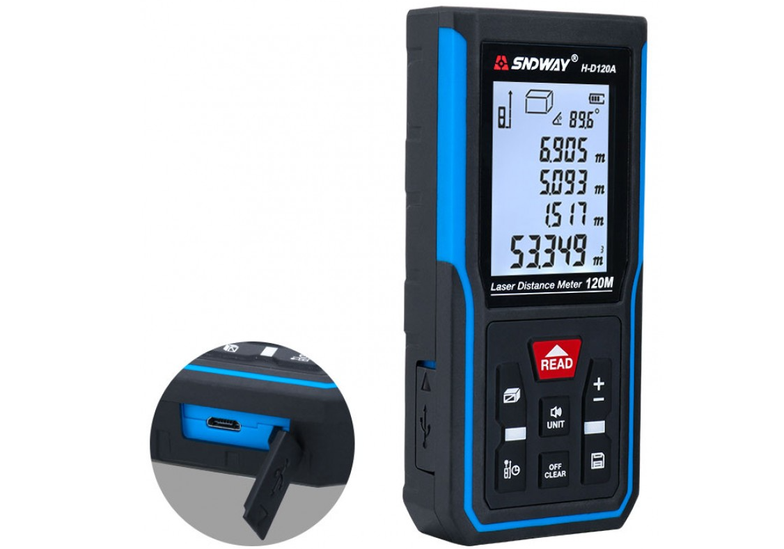 Лазерна рулетка до 120 метрів SNDWAY H-D120A (акумуляторна), фото 1