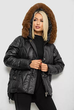 Куртка жіноча з хутром чорна осінь-зима