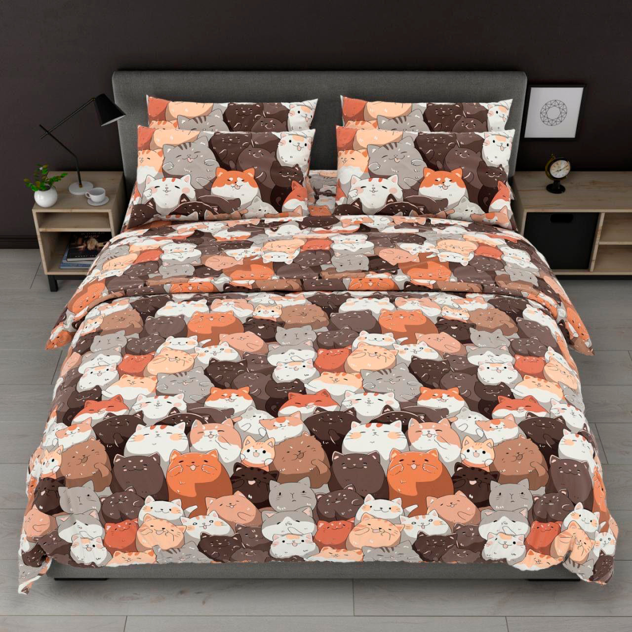 Постільна білизна Love You Бязь Gold Мрійливі котики Євро, фото 1