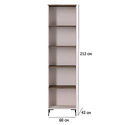 Вузький стелаж для книг Сімпл REG 60 см кашемір і в'яз ліберті світлий на ніжках в кімнату підлітка