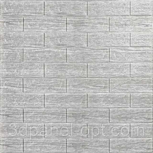 3Д-панелі під цеглу Сірий Цегла Полоска декоративні панелі для стін самоклеючі ПВХ 700x770x4мм, фото 1