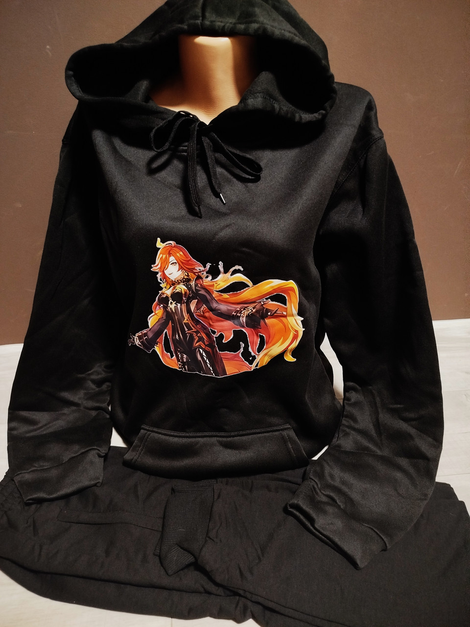 Спортивний костюм для дівчинки Аніме Геншин Мавуіка 13-18 років Штани та худі для дівчинки підлітка чорний, фото 1