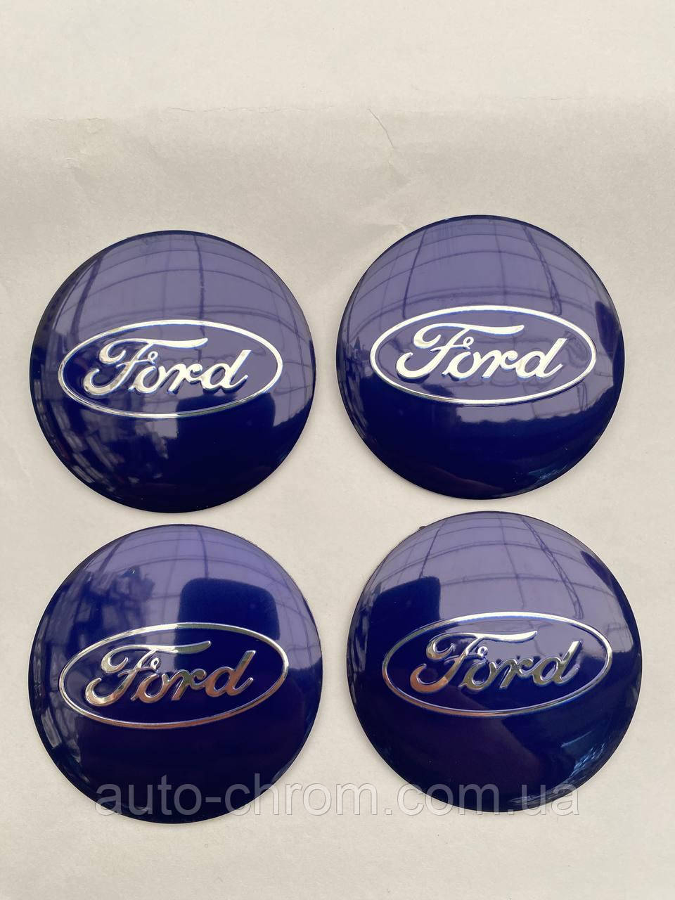 Наклейка опукла на ковпачок диска Ford синя 56 мм, фото 1