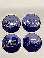 Наклейка опукла на ковпачок диска Ford синя 56 мм