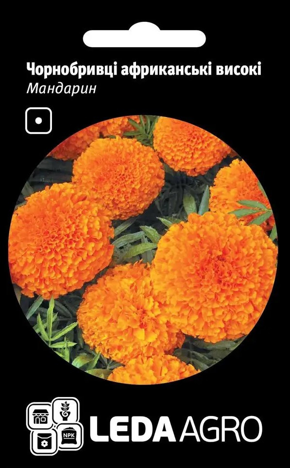 Чорнобривці Мандарин, помаранчеві, африканські 0,25 г (Leda Agro), фото 1