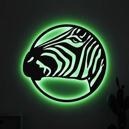 Панно декоративне картина на стіну Зебра LED 16 кольорів пульт 400х375 acr-p000114, фото 1