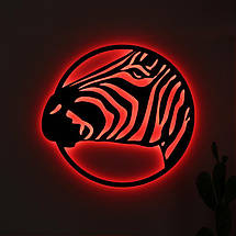 Панно декоративне картина на стіну Зебра LED 16 кольорів пульт 400х375 acr-p000114, фото 3