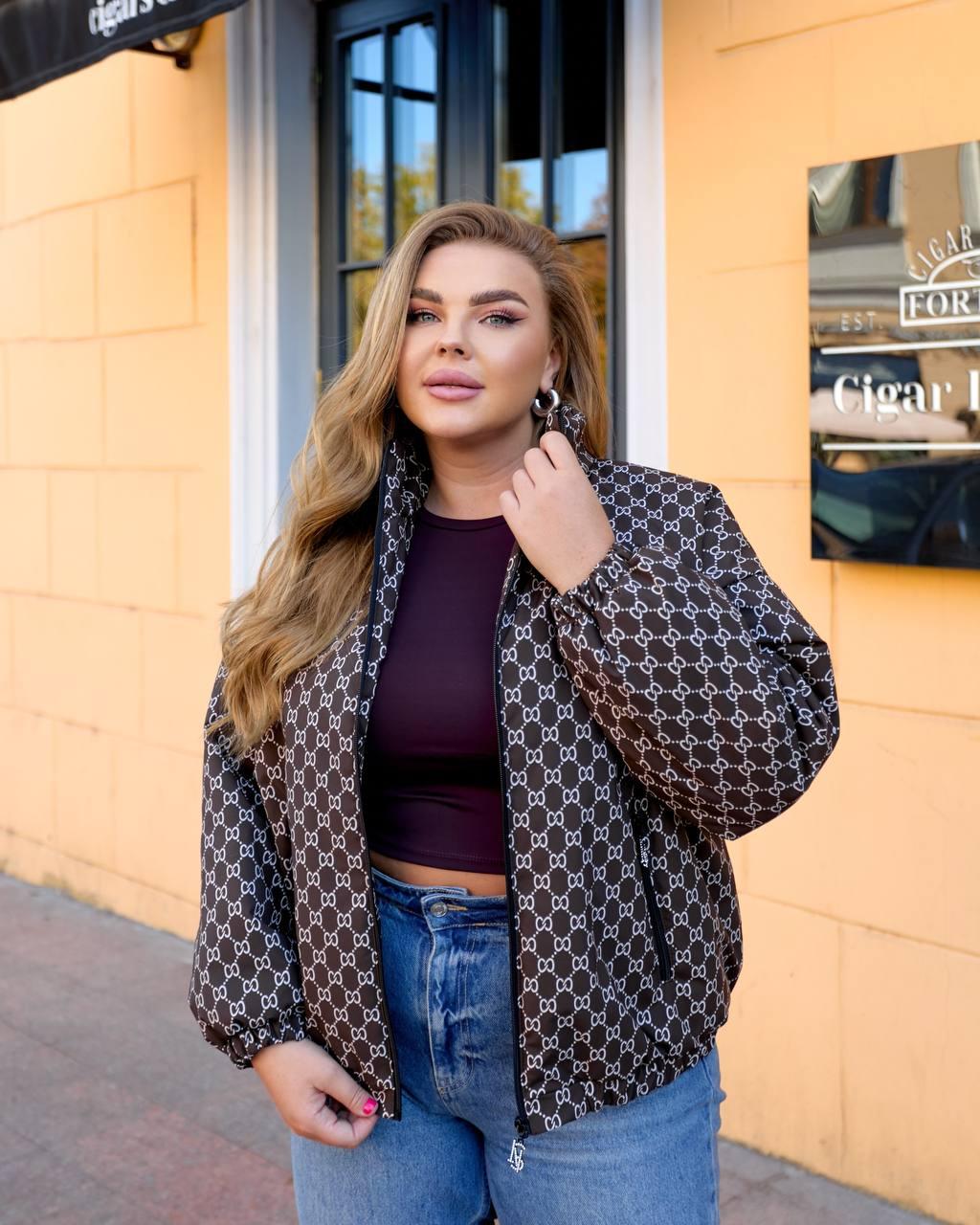 Жіноча демісезонна куртка NOBILITAS 46 - 60 коричневого кольору (арт. 25058), фото 1