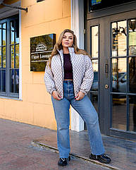 Жіноча демісезонна куртка NOBILITAS 46 - 60 молочного кольору (арт. 25058)