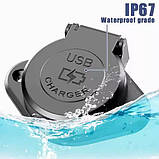 USB панель зарядка IP67 від 10-90V QC3.0 PD Type-C юсб розетка зарядка від акумулятора батареї, фото 2