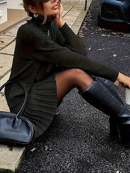 Костюм жіночий зі спідницею в'язаний Чорний