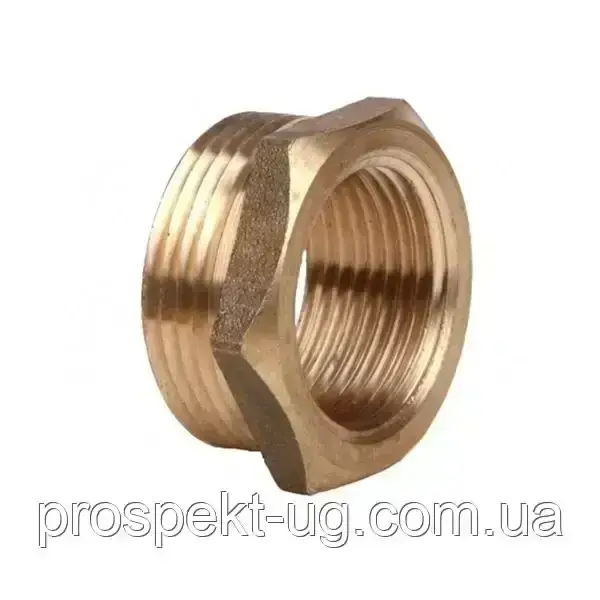 Футорка латунна посилена Ду15х10 (1/2"х3/8") ЗВ різьбова, фото 1