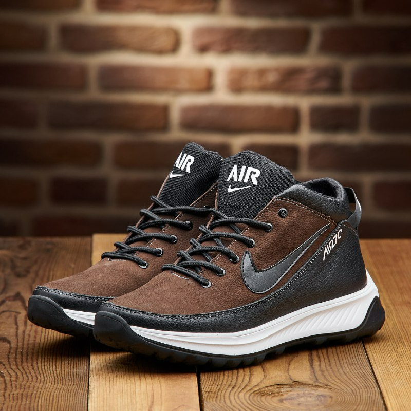 Зимові чоловічі шкіряні черевики, кросівки коричневі утеплені з натуральної шкіри на хутрі на зиму для чоловіків, розмір 40-45, фото 1