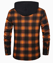Чоловіча зимова куртка-сорочка з капюшоном у клітинку Orange XL, фото 3