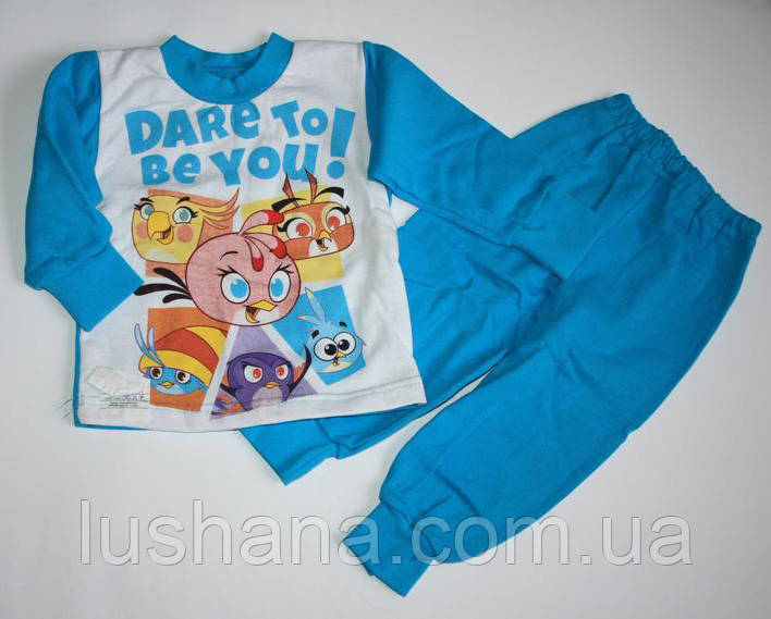 Дитяча піжама з начосом на хлопчика р.80, Birds, фото 1